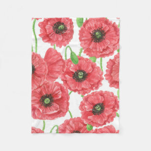 Watercolor Poppies Blankets Throws Zazzle