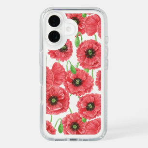 Watercolor poppies floral pattern iPhone 16 case