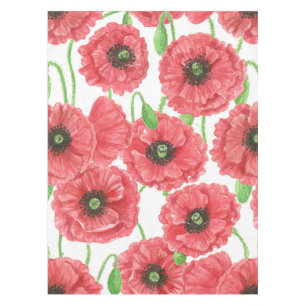 Watercolor poppies floral pattern tablecloth
