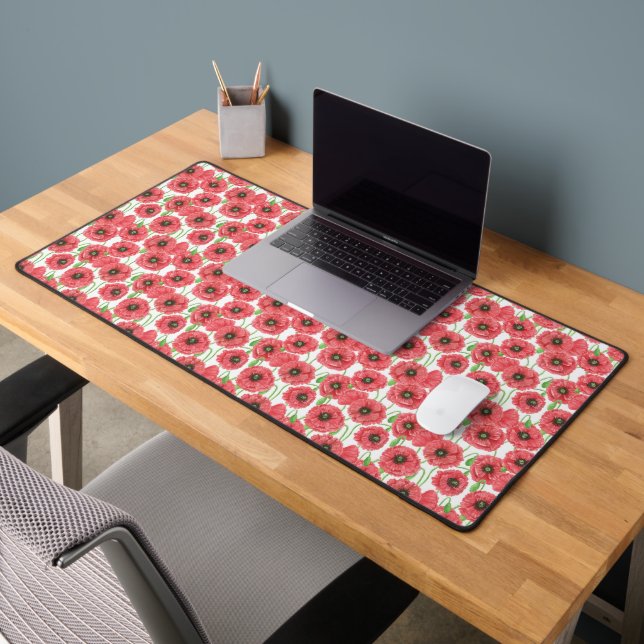 Watercolor poppies floral pattern wrapping paper desk mat (Office 2)