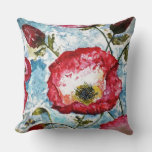 Watercolor Poppies Floral Throw Pillow 20x20 at Zazzle