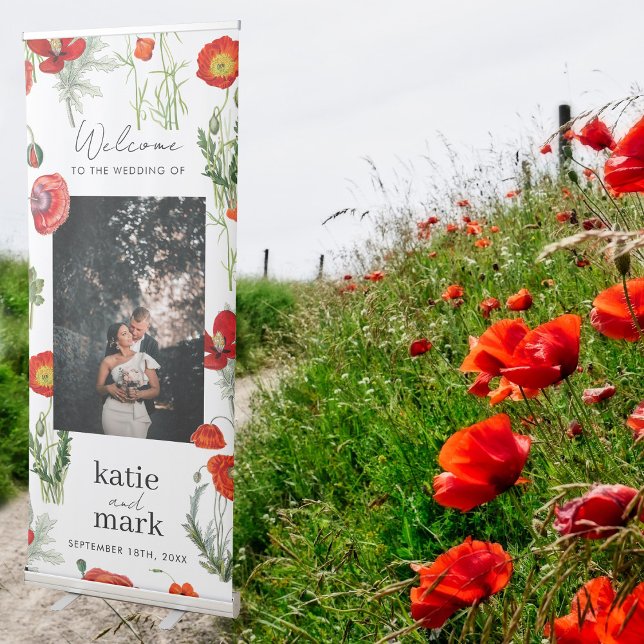 Watercolor Poppies Florals Wedding Welcome Sign (Watercolor Poppies Florals Wedding Welcome Sign)