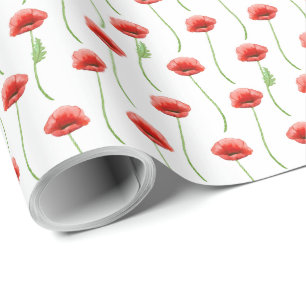 Watercolor Poppies Gift Wrapping Paper