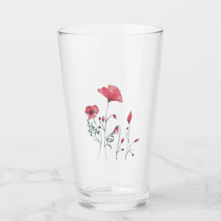 Watercolor Poppies Glass