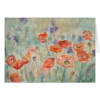 Watercolor Poppies in a Field Cards