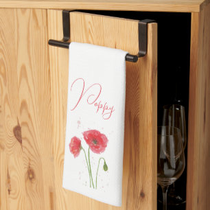 Watercolor Poppies Kitchen Towel