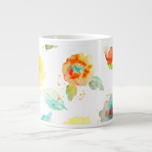 Watercolor Poppies Large Coffee Mug