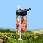 Watercolor Poppies Name Floral Water Bottle<br><div class="desc">Pop your name on this pretty poppy water bottle. Design features a simple watercolor poppy illustration and text you can personalize.</div>