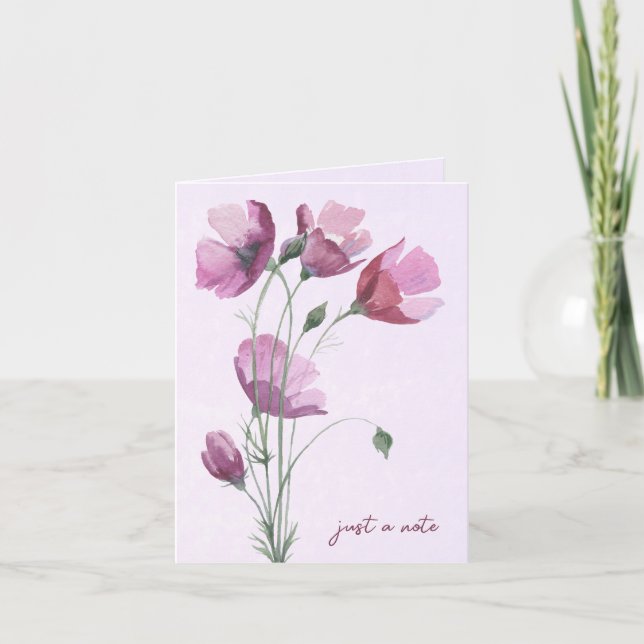 Watercolor Poppies Note Card (Front)