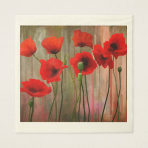 Watercolor Poppies Paper Napkins
