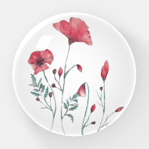 Watercolor Poppies Paperweight