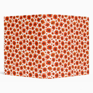 Watercolor Poppies Pattern 3 Ring Binder