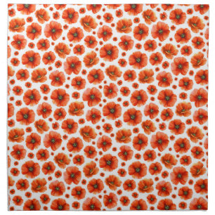 Watercolor Poppies Pattern Cloth Napkin