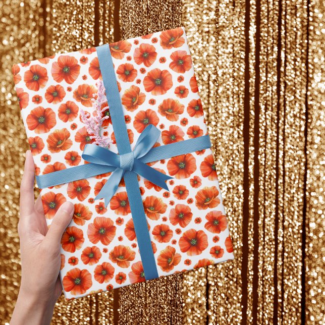 Watercolor Poppies Pattern Wrapping Paper (Creator Uploaded)