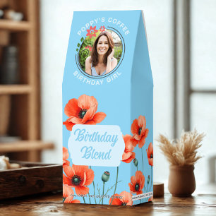 Watercolor Poppies Photo Birthday Roasted Coffee