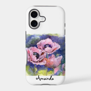 Watercolor poppies poppy pink flowers floral beaut iPhone 17 case