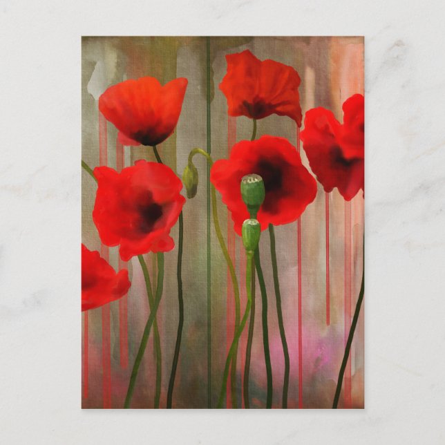 Watercolor Poppies Postcard (Front)