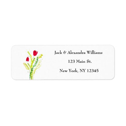 Watercolor Poppies Red Chic Floral Return Address Label