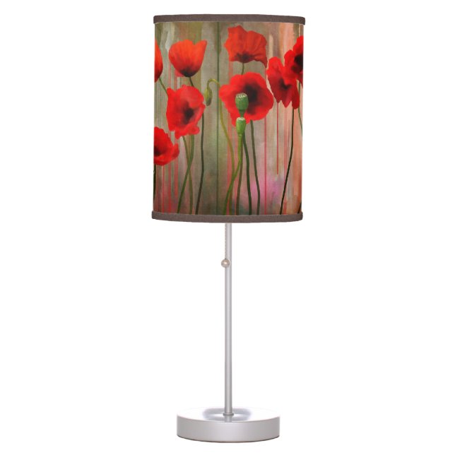 Watercolor Poppies Table Lamp (Front)