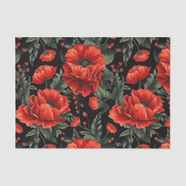 Watercolor Poppies Tissue Paper (Front)