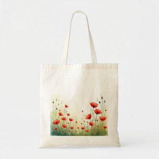Watercolor Poppies Tote Bag