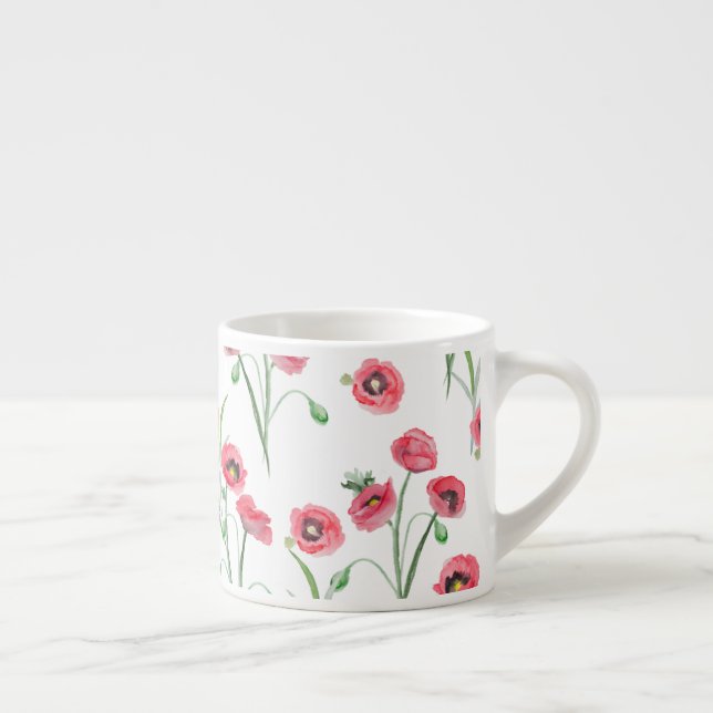 Watercolor Poppy Field Kitchen Espresso Cup (Right)