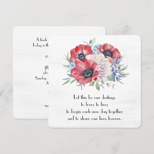 Watercolor Poppy Floral Boqueut Invitation (Front/Back)