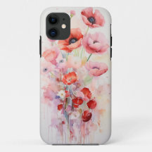 Watercolor Poppy Flowers - Roses Pink Case