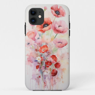 Watercolor Poppy Flowers - Roses Pink Case