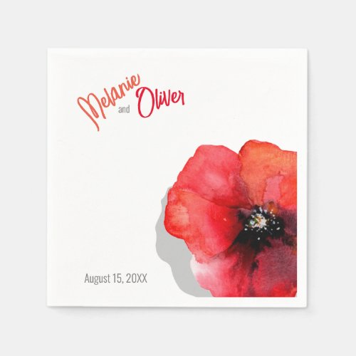 Watercolor poppy Paper Napkin