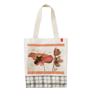 Watercolor Poppy Reusable Tote, Orange Zazzle HEART Tote Bag