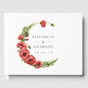 Watercolor Poppy Rustic Country Wedding Guest Book