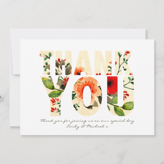 Watercolor Poppy Thank You Card Personalized (Front)