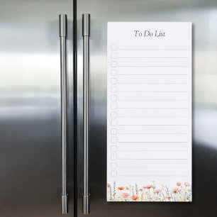 Watercolor Poppy Wildflower Floral Todo Check List Magnetic Notepad