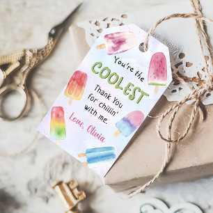 Watercolor Popsicle Birthday Thank You Gift Tags