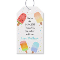 Watercolor Popsicle Blue Boy Birthday Gift Tags