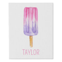 Watercolor Popsicle Faux Canvas Print