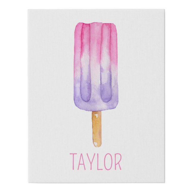 Watercolor Popsicle Faux Canvas Print (Front)
