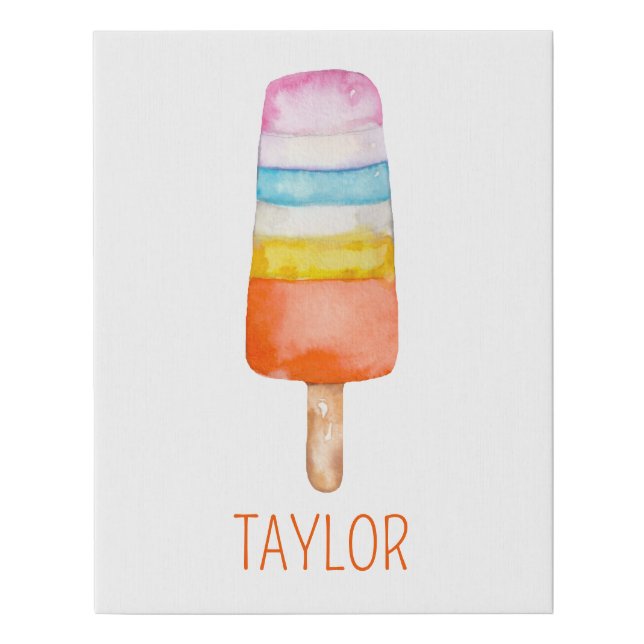 Watercolor Popsicle Faux Canvas Print (Front)