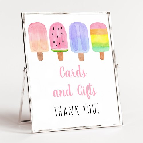 Watercolor Popsicle Pink Girl Birthday Gifts Poster