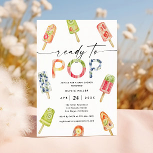 Watercolor Popsicle Ready to Pop Baby Shower Invitation
