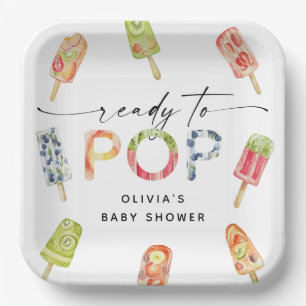 Watercolor Popsicle Ready to Pop Baby Shower Paper Plates
