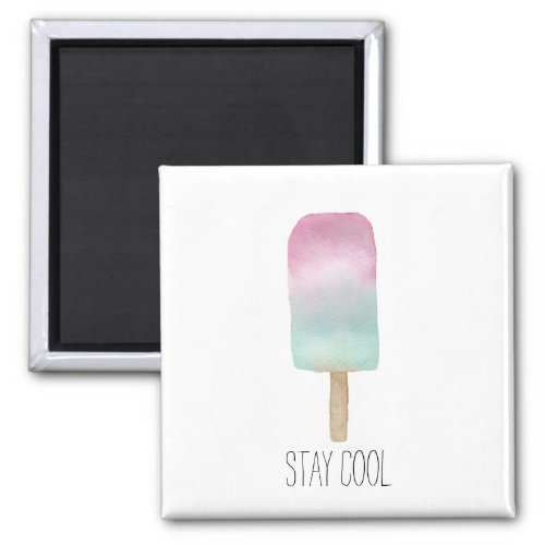 Watercolor Popsicle Stay Cool Pastel Square  Magnet