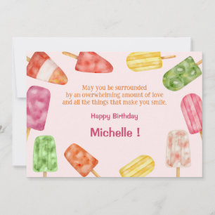 Watercolor Popsicle Summer Birthday Greeting Card