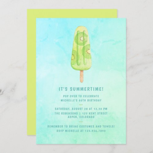 Watercolor Popsicle Summer Birthday Party Invite