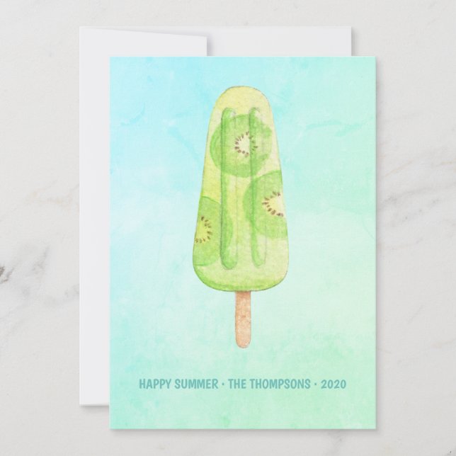 Watercolor Popsicle Summer Family Photo Greeting Card (Front)
