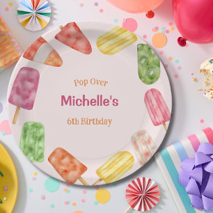 Watercolor Popsicle Summer fun birthday Paper Plates