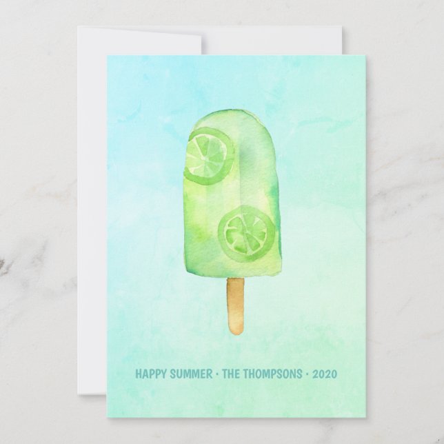 Watercolor Popsicle Summer Greeting Card (Front)