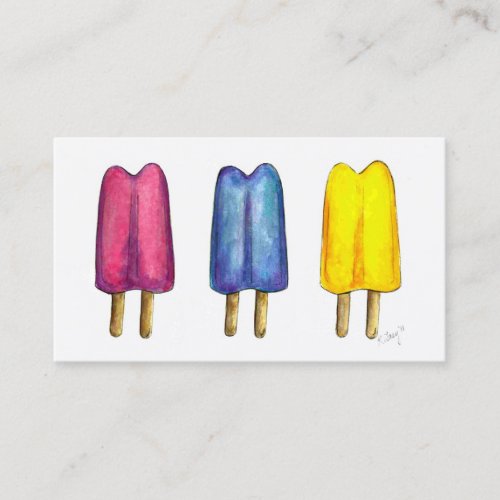 Watercolor Popsicle Twin Pop Popsicles Ice Lolly Business Card