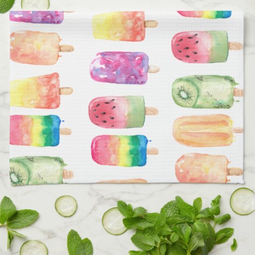 Watercolor Popsicles Kitchen Towel